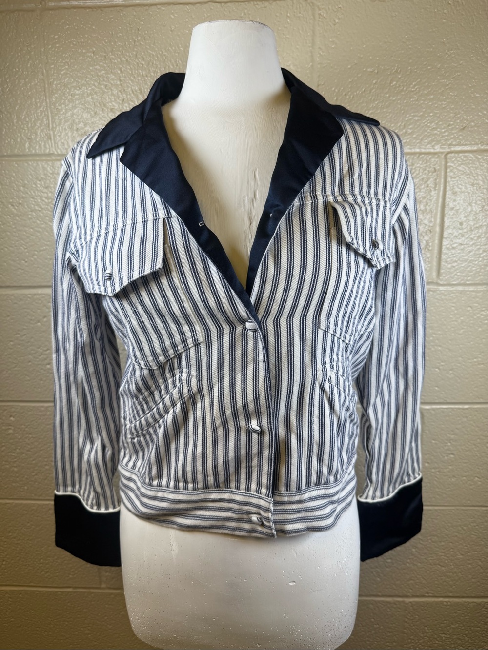 Harvey Faircloth Striped Navy and White Blazer Jacket Made in the U.S.A